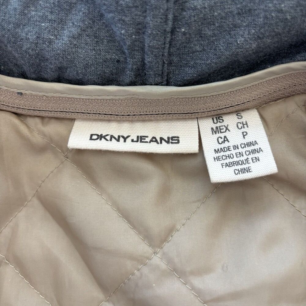 DKNY Womens Utility Layered Hooded Jacket Tan Khaki Sz S Gorpcore Field Military - Picture 11 of 16